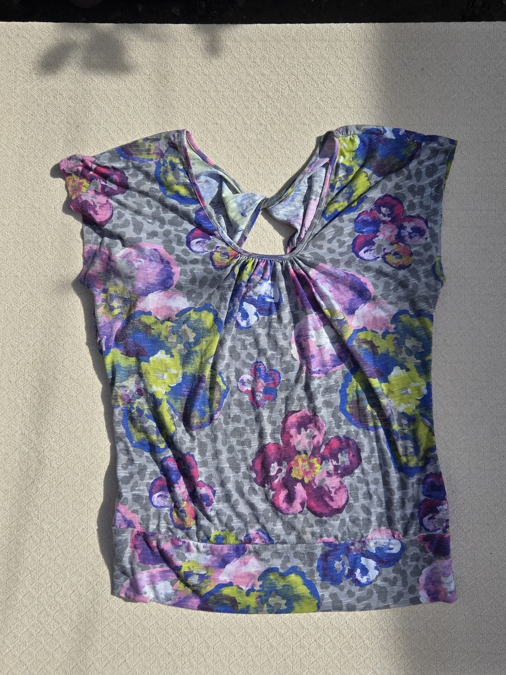 watercolor floral leopard open back top